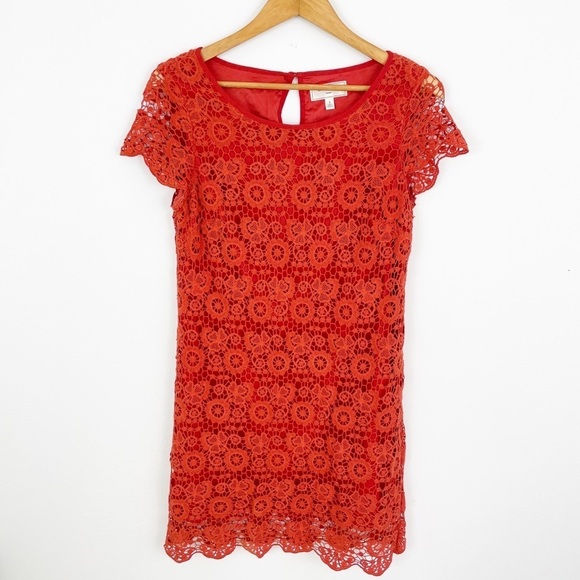 Anthropologie Dresses & Skirts - Anthropologie Moulinette Soeurs Orange Lace Crochet Cottage-core Dress Size 4